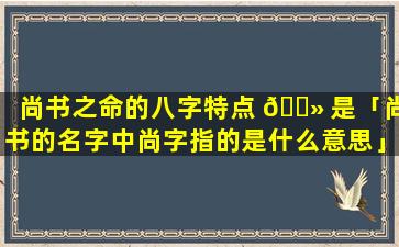 尚书之命的八字特点 🌻 是「尚书的名字中尚字指的是什么意思」